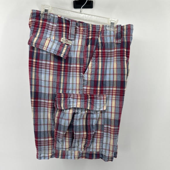 Polo Ralph Lauren Other - Vintage Polo Jeans Shorts Men's 36 Red Blue White Plaid Cargo Flat 90s Cotton